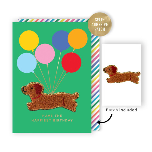 Decopatch Happiest Birthday Card Includes Removable Sausage Dog Patch 1