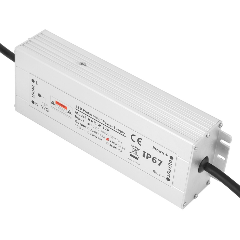 250W LED Power Supply 12V Waterproof IP67 Driver