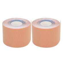 Professional Grade Latex Free Kinesiology Tape, 2Rolls Of5Meter Long Waterproof Elastic Fabric For Pain Relief And Lymphatic Drainage, Breathable