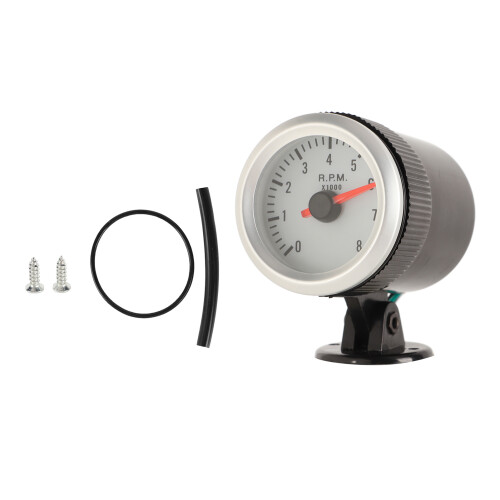 Automotive Gauge With Led Display, 2In52Mm Red Pointer White Dial Abs Plastic Construction Ensures Durability And Precision, Adjustable Bracket