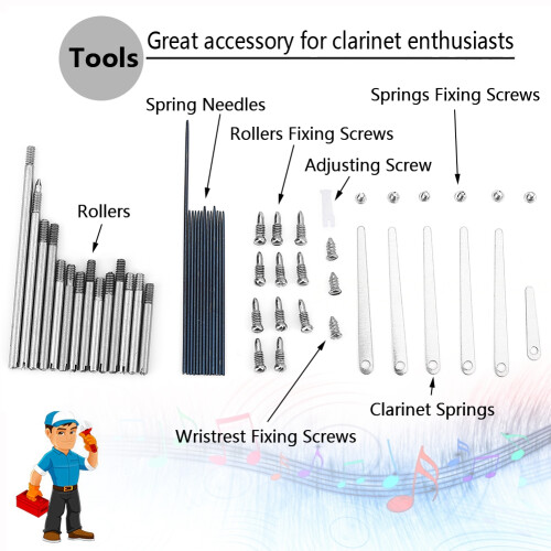 Woodwind Instrument Replacement Accessories with Finger Rest, Clarinet Repair Kit Tools Featuring Adjustable Screw 1