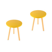 2St Ronde Gele Bijzettafel Van Hout En Milieuvriendelijk