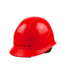 Adjustable Ratchet Suspension Non-Vented Cap Style Safety Helmet With Bright Red Proprietary Gripster Dots, Quick Detach User Replaceable Soft Brow
