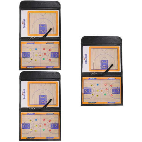 3St PU Basketbal Coachingbord Vouwbaar Draagbaar Multi Kleur