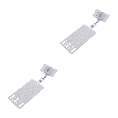 2Pièces Porte-Badge Infirmière Pailleté Argent Rétractable