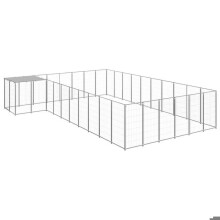 Recinto esterno per animali cane argentato 19,36 m² acciaio 02_0000248