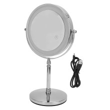 Stylish Touch Screen Lighted Makeup Mirror, High Definition Wide Angle Field of View, Portable Cordless Desk Mirror with Brightness Adjustable