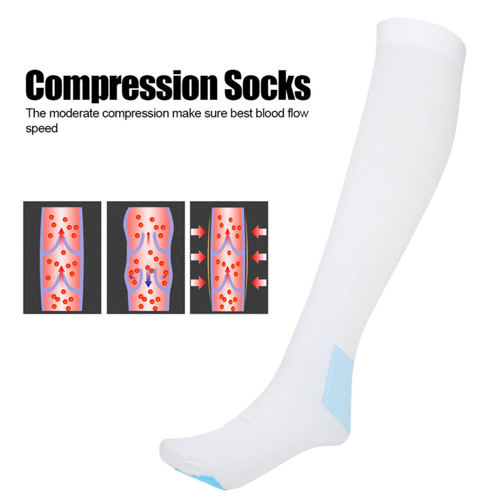 White Compression Knee High Socks For Varicose Veins M 16-20Cm