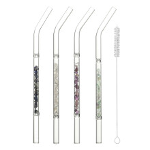 Premium Quality Glass Straws Eco-Friendly Reusable Crystal Drinking Straws Shatter Resistant Bent Glass Straws For Tumblers Stylish Drinking