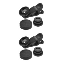 2St Telefoon Camera Lens Set Zwart Fish Eye Macro & Groothoek