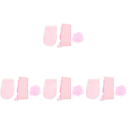 4Sets Compacte Roze Badhanddoek Voor Scrubben En Douchen Met