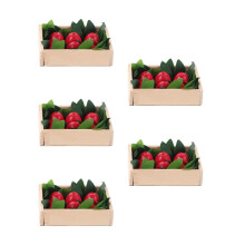 5Ensembles Crates Miniatures Fruits En Bois Rouge Pour Décor Dollhouse