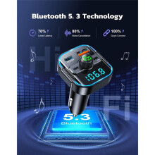 5.3 Car Adapter PD+QC3.0, FM Transmitter & Fast Car Charger, Wireless Car Radio Adapter Hands-Free Kit