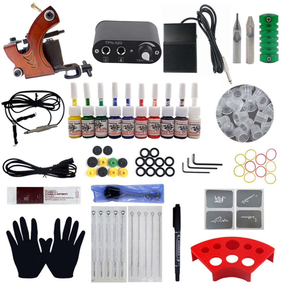 Professional Tattoo Kit For Aspiring Artists, Coil Tattoo Machines With Foot Pedal Power Supply And Safe Tattoo Ink Colors