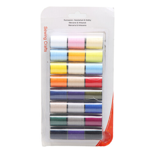 Smooth Stitches Polyester Sewing Thread, Comprehensive Thread Color, 24Rolls Assorted Bright Colors, 22yd Length Each, Nice Elasticity, For Crafting