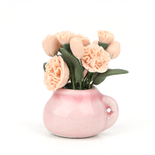 Μίνι στολίδι μπονσάι για κουκλόσπιτα, ρεαλιστικό τεχνητό τριαντάφυλλο σε 1
