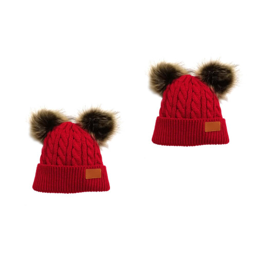 2St Gebreide Kindermuts Met Warm Materiaal