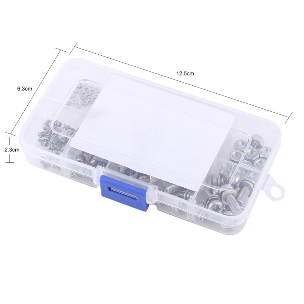 160Pcs Ss304 Pan Head Screws And Nuts Assortment Kit Stainless Steel M2-M5 4401393124087