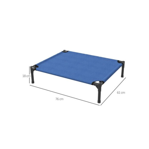 Raised Dog Bed Cat Elevated Lifted Portable Camping w/ Metal Frame Blue (Medium) 2