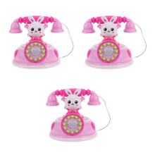 3Pièces Téléphone Jouet Rose Enfant Plastique À Rétro Et LED