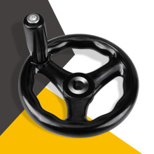 Volante preto para máquina-ferramenta, manivela redonda de 3 raios com cabo removível, volante para torno com isolamento reforçado e fácil