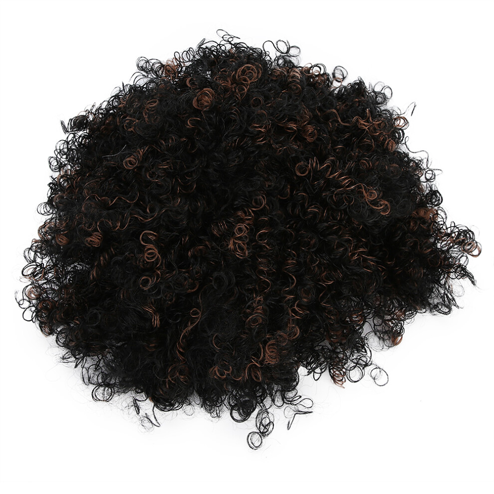 Machine Made Heat Resistant Fiber Wig For Cosplay And Outdoor Use, Trendy Afro Curly Style With Simulated Scalp Design And Adjustable Straps (Color