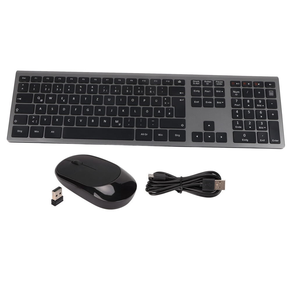Rechargeable Wireless Keyboard And Mouse Combo Quiet Keys Full Size Number Pad Ultra Slim Design2.4g Stable Connection Ergonomic Build Anti Skid 9489952142302