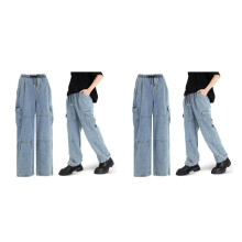 2St Katoenen Jeans Met Cargo Zakken En Comfort