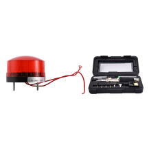 AC 220V Industrial LED Flash Strobe Light Accident Warning Lamp Red LTE-5061 de with HS-1115K 10-In-1 Gas Soldering Iron