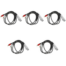 5St Zwart Audio Converter Kabel Gitaar Microfoon 3 Pin Duurzaam