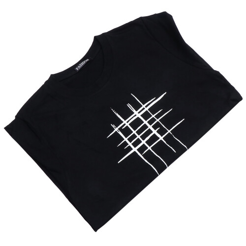 2Stk Schwarzes Herren T-Shirt Kurzarm Polyester Casual 1