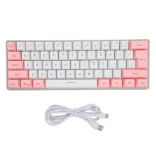Detachable Type-C Cable Contrast Color Mechanical Gaming Keyboard, Pbt Double-Shot Keycaps Anti-Ghosting Keys For Gaming And Working (61Keys)