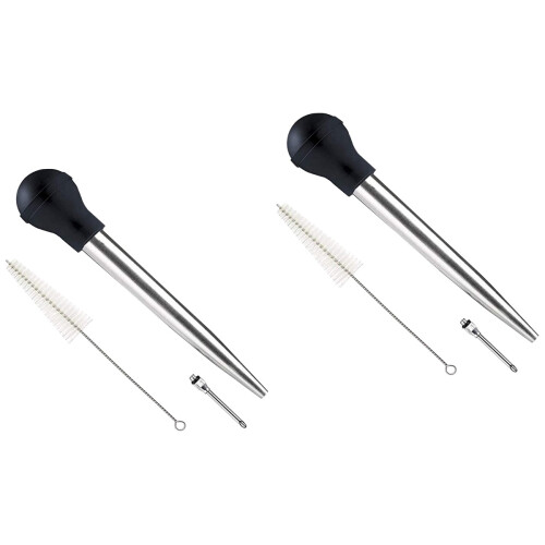 2Sets Ergonomic Black Meat Injector for Kitchen Cooking and Barbecue 2