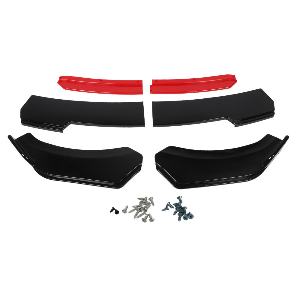 Car Front Bumper Lip Spoiler Splitter Glossy With Tongue Wind Resistance Reduction Universal Fit Sporty Look Aerodynamic Design Black/Red 9489952611389