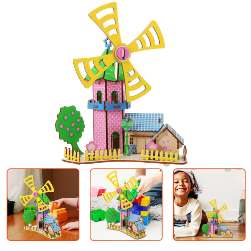 2Ensembles Puzzle 3D Maison En Bois DIY Assemblage Facile 1