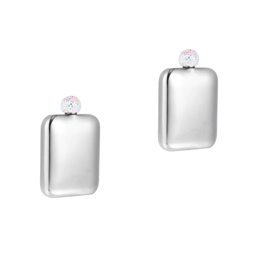 2Pièces Vin Mini Argenté Acier Inoxydable Strass 2