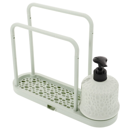 4Pièces Étagère Double Barre Vert Porte Chiffons Éponges 1