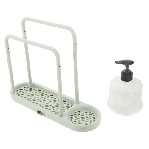 4Pièces Étagère Double Barre Vert Porte Chiffons Éponges 2