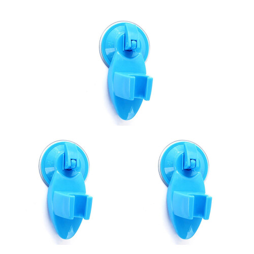 3Pcs Bathroom Suction Shower Head Bracket Blue No Drill Needed 2