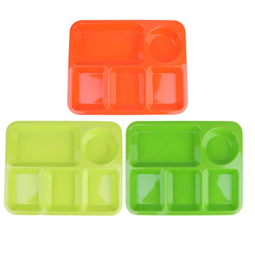 9Pcs Compartment Plate Anti-Fall Divided Dish Assorted Colors 1