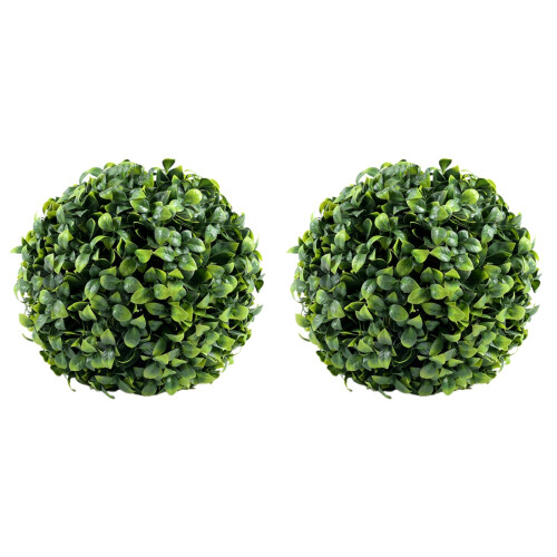 2Pcs Realistic Green Artificial Topiary Balls Plastic Hanging Decor 2