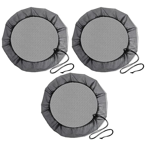6Pcs Practical Black Mesh Rain Barrel Net Cover Drawstring 1
