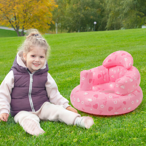 5Pièces Siège De Bain Gonflable Bébé En PVC Rose Confortable 2