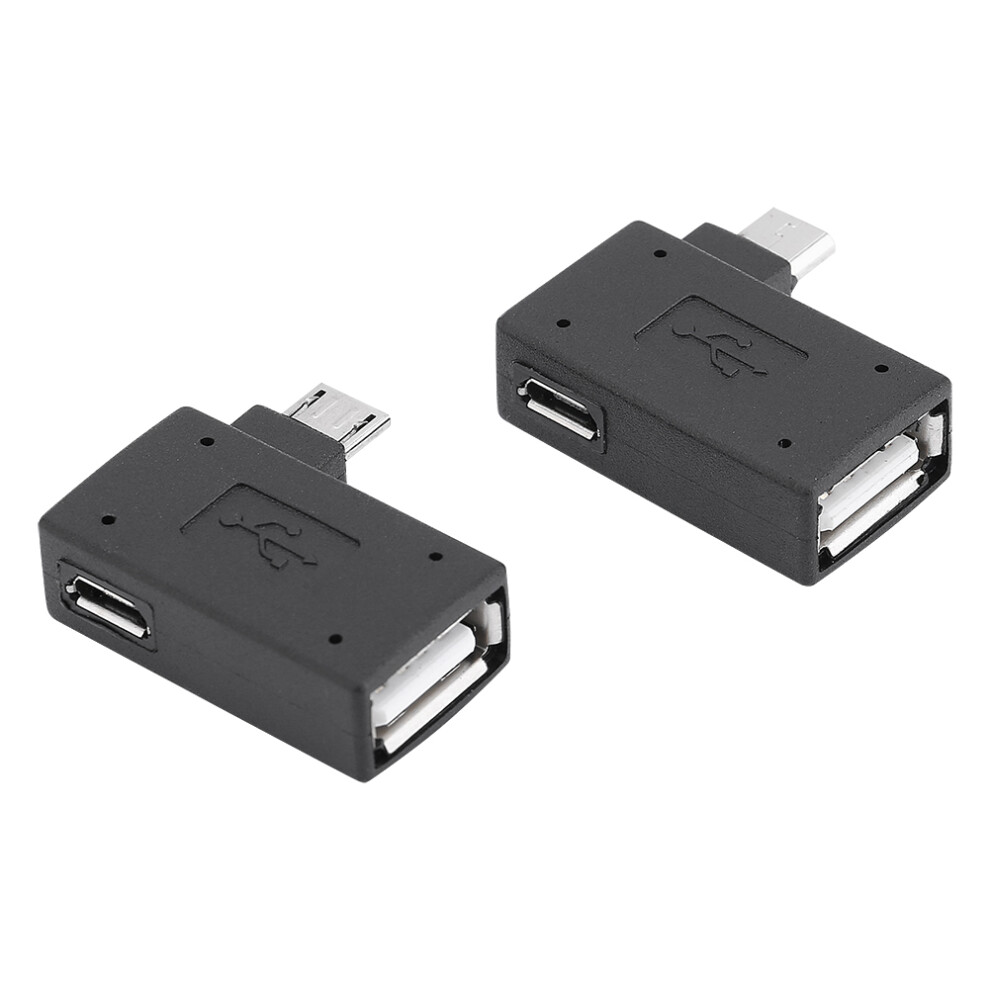 Usb 2.0 Micro Otg Adapter 2 Pack Female To Male 90 Degree Power Supply Cord 3611393111470