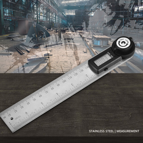 Battery Operated Digital Angle Finder360Degree Rotation Protractor With Locking Function Stainless Steel Ruler High Accuracy Measuring Range Zero 2