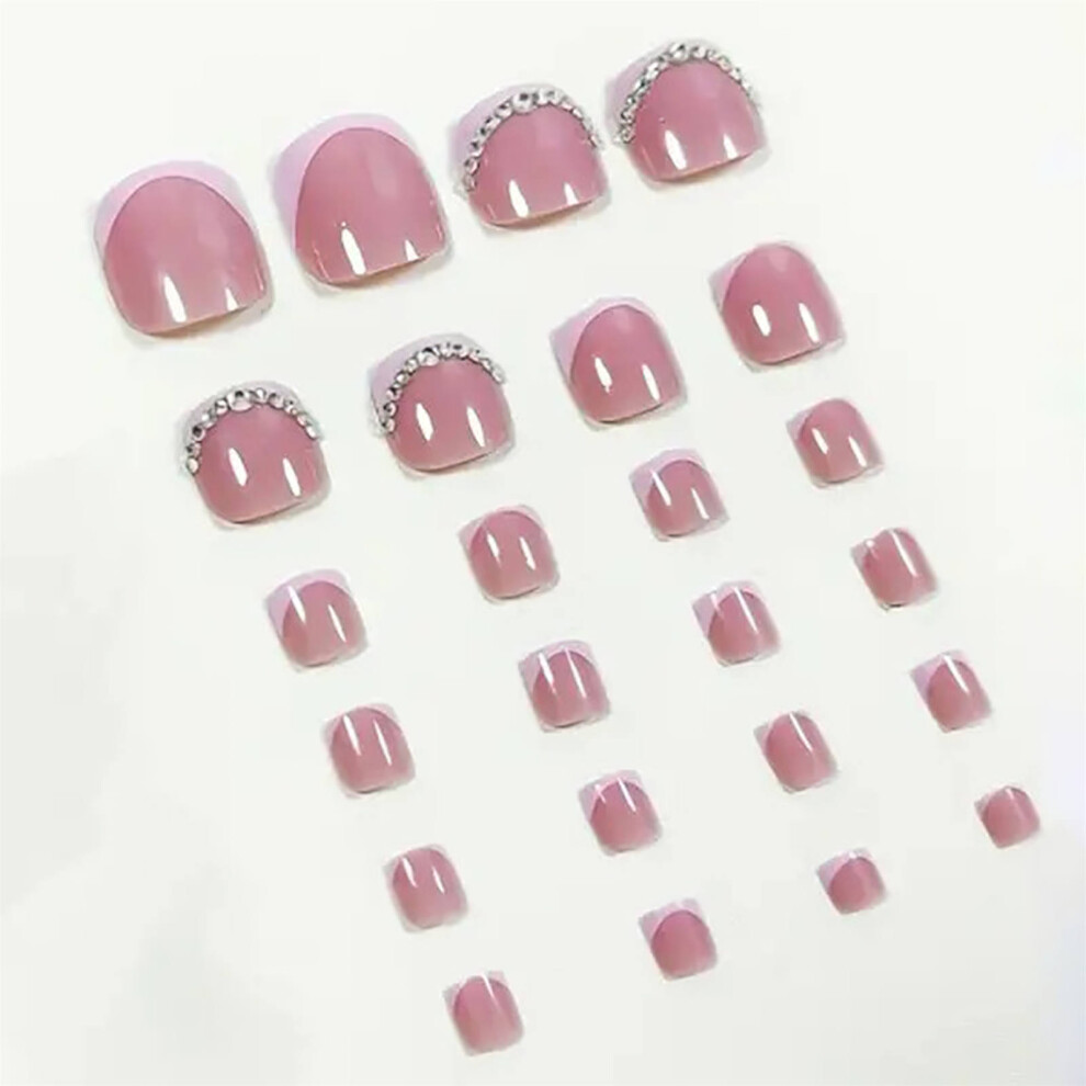 Bright-Home Nude Fake Toenails With French Pink Tip Charming Comfortable To Wear Manicure Nails For Shopping Traveling Dating