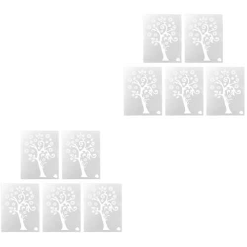 10Pcs White Hollow Drawing Stencils Tree Pattern for Creative Painting 2
