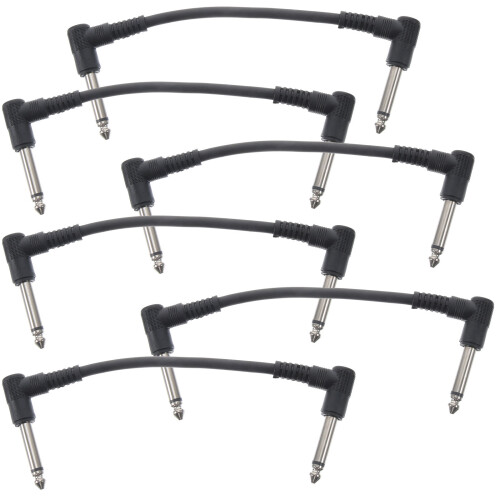 12Pièces Câbles Patch Guitare Électrique Noir PVC Stable 2