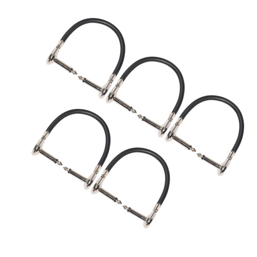 10Pcs Right Angle Elbow Patch Cable for Guitar Black Low Capacitance 1