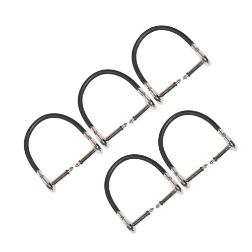 10Pcs Right Angle Elbow Patch Cable for Guitar Black Low Capacitance 2